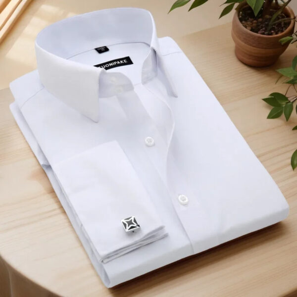 Men’s Slim Fit French Cuff Shirt – Business Formal Solid Color Dress Shirt - Image 2