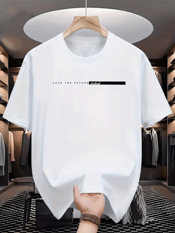 Men’s 100% Cotton Loose Fit T-Shirt – Large Letter Print, Summer Round Neck Unisex Style - Image 4